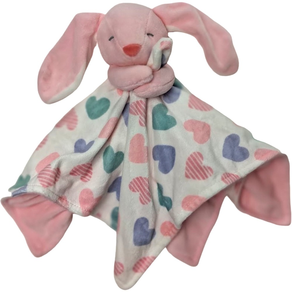 Carter's‎ Bunny Heart Baby Girl Security Blanket Lovey Pink Purple Green Soother